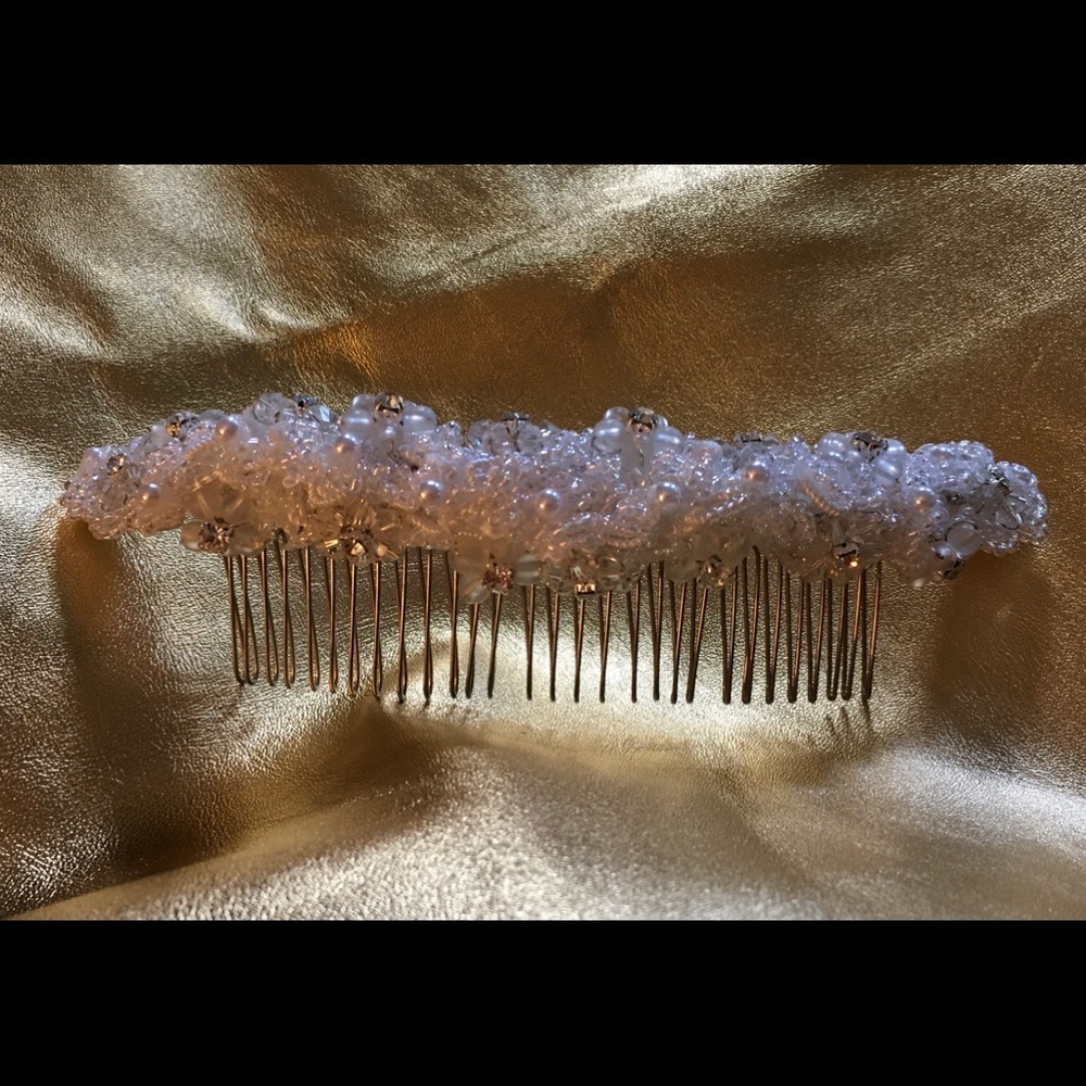 Wedding Pearls Hair Comb Tiara faux pearls, crystals, and sequins and seed beads